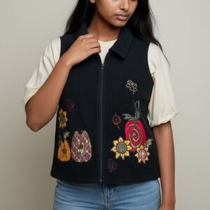 Vintage • Cottage core whimsical fall pumpkin vest